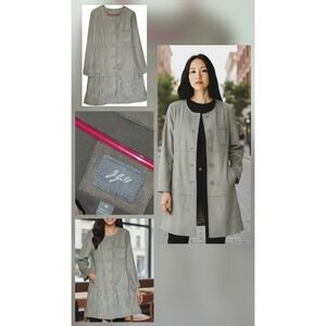 J. Jill Suede Cardigan Trench Jacket Size M Long Sleeve Minimal Laganlook Steam